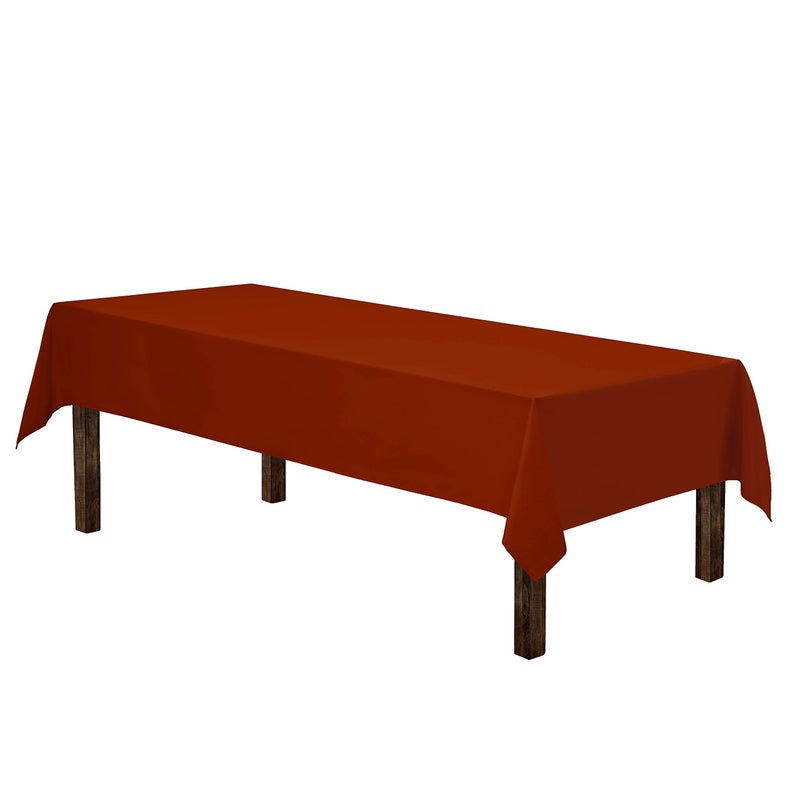 Gee Di Moda Rectangle Tablecloth - 60 x 84 Inch Burnt Orange Table Cloth for 5 Foot Rectangle Tables - Heavy Duty Washable Fabric - for Holiday Party, Dinner, Weddings, Baby Shower & Events - Image 2